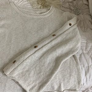 Cotton knit boatneck sweater, light green